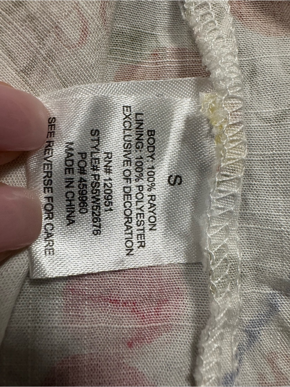 Pink Rose Fruit Print Mini Summer Dress Size Small - Picture 6 of 8